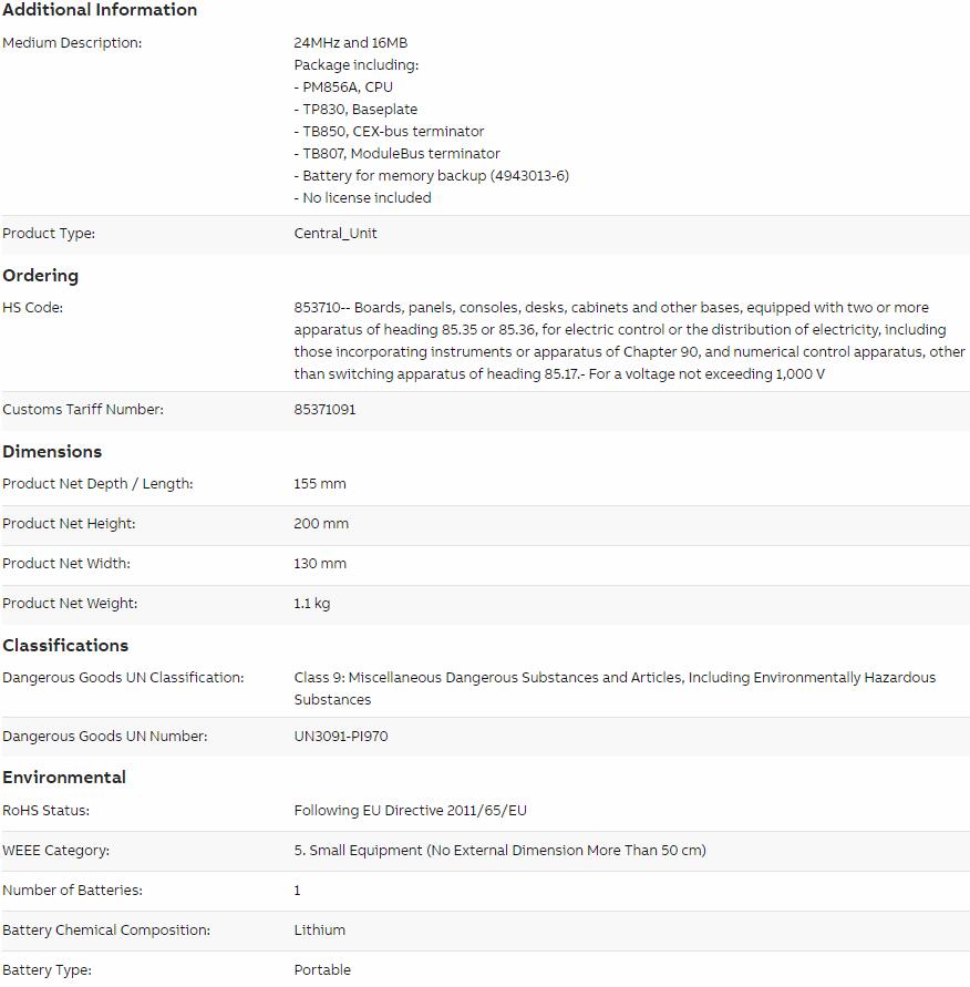ABB PM856AK01 3BSE066490R1